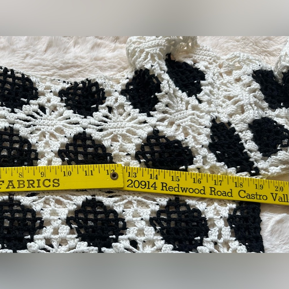 Miss Sixty Black and White Crochet Diamond shape Sweater Size M/L - Picture 6 of 16